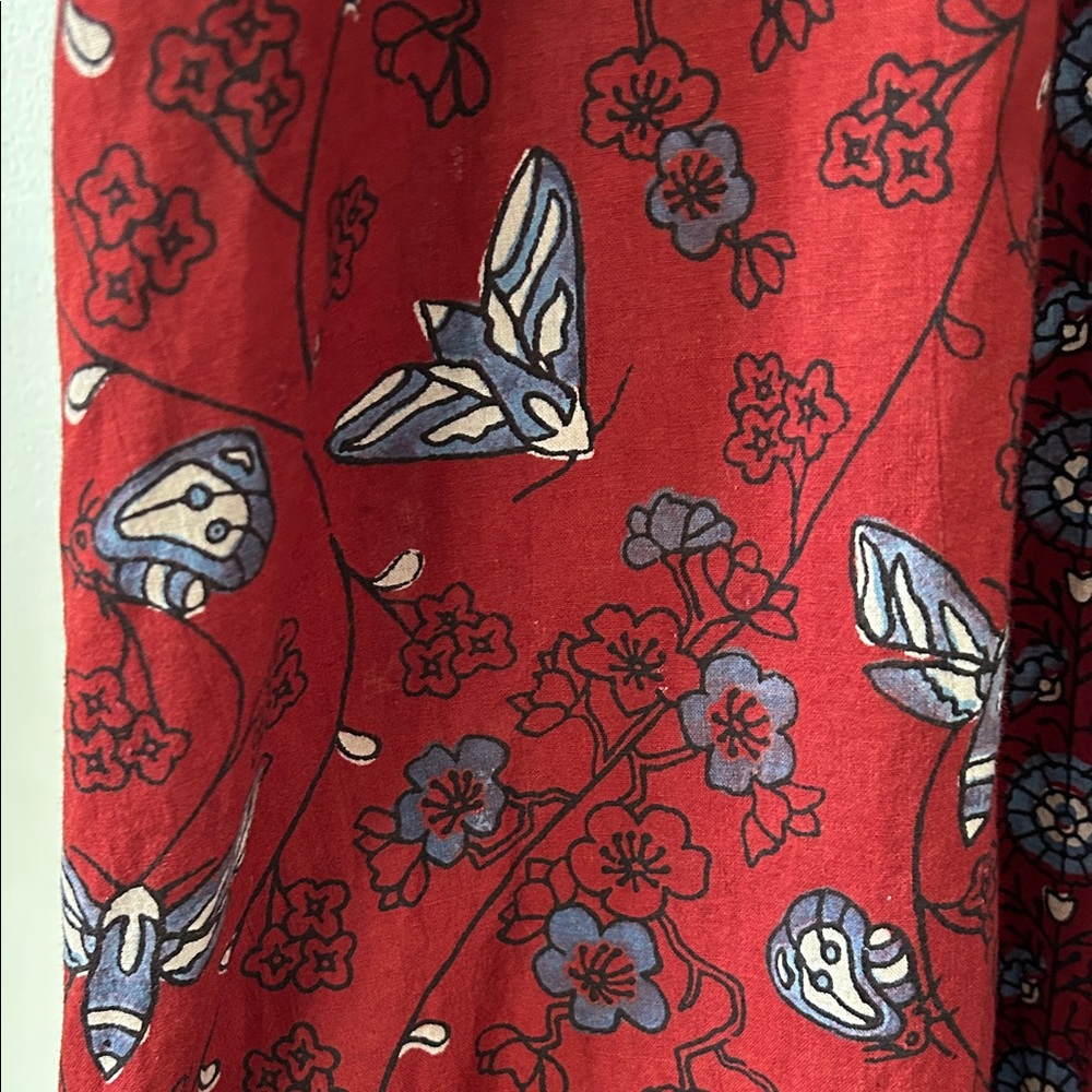 April Cornell Dress XL Burgundy Indian Print Maxi Floral Bohemian Festival - Picture 11 of 16